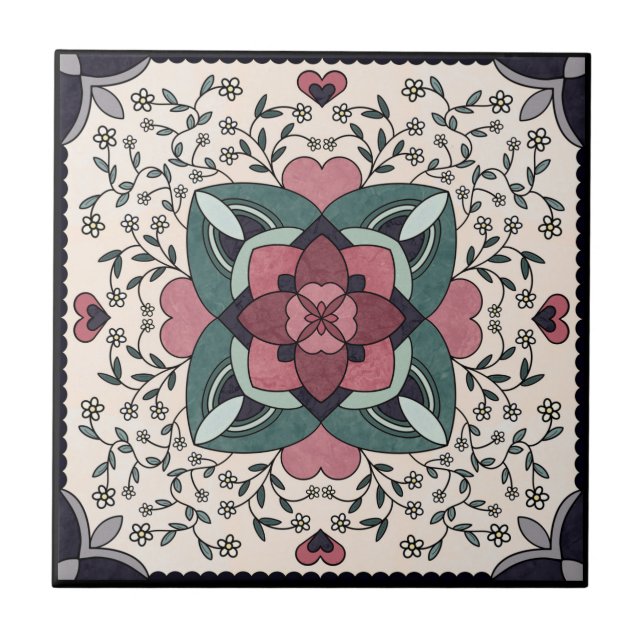 Azulejo cerâmico pequeno (4,25" x 4,25") (Frente)