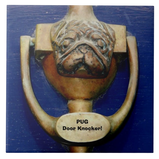 Azulejo cerâmico Pug Door Knocker Inglaterra (Frente)