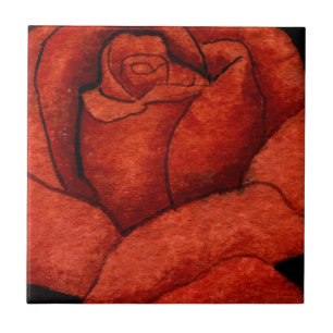azulejo cerâmico "Red Hybrid Tea Rosa"