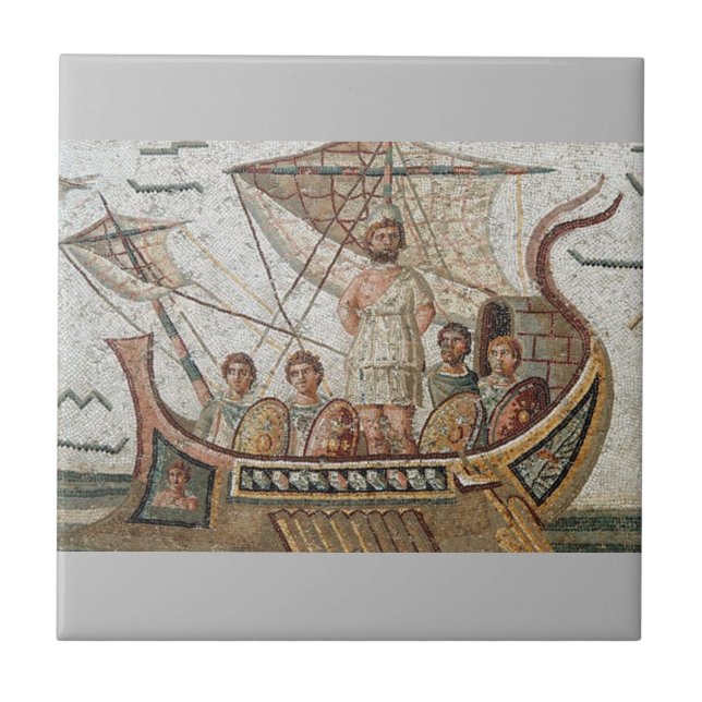 Azulejo cerâmico Roman Mosaics, pequeno (4,25" x 4 (Frente)