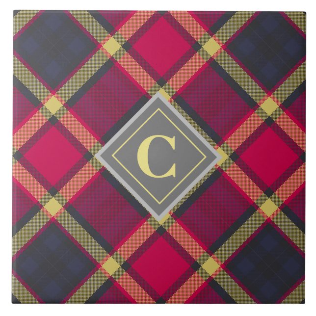 Azulejo cerâmico - Scottish Tartan Inicial (Frente)