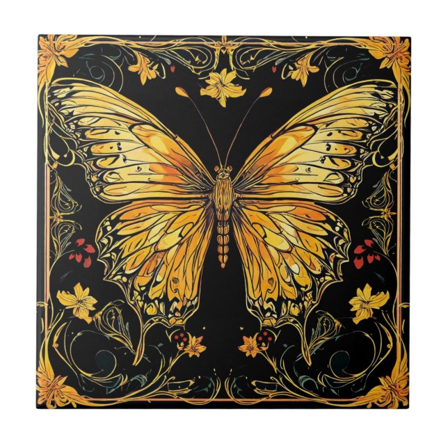 Azulejo cerâmico Showart Deco Nouveau Butterfly (Frente)