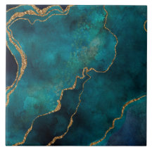 Azulejo cerâmico - Teal de mármore das veias Doura