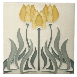 Azulejo cerâmico - Tulipas Amarelas Art Nouveau