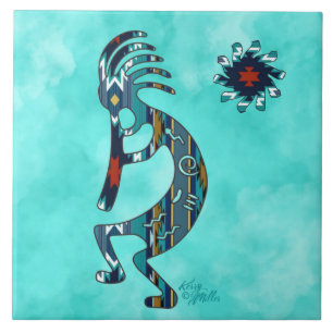 Azulejo cerâmico Turquoise Kokopelli