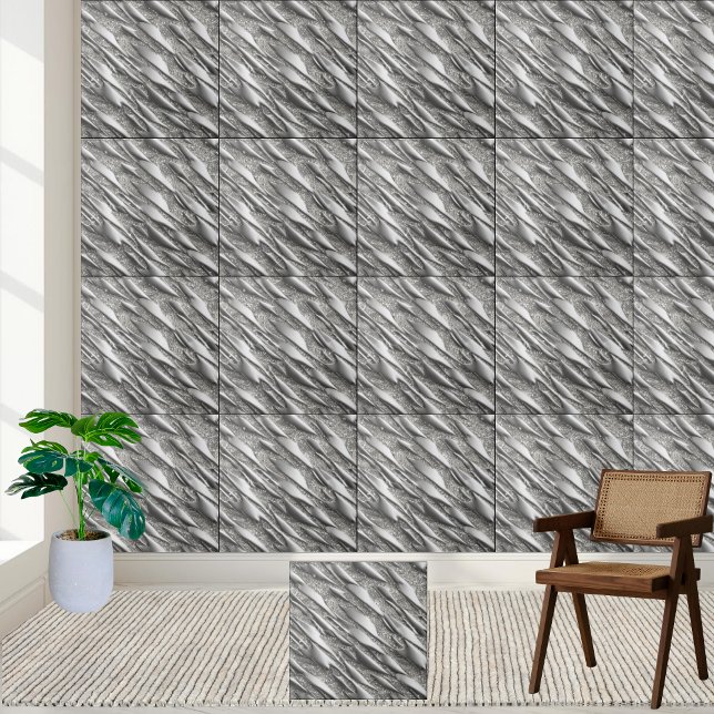 Azulejo cerâmico único brilhante brilhante brilhan (Silver Sparkle Glossy Shiny Unique Ceramic Tile)