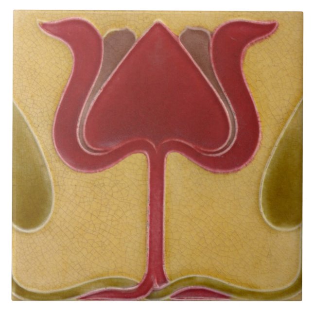 Azulejo cerâmico - Vintage Loing Art Nouveau Tulip (Frente)