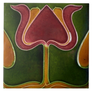 Azulejo cerâmico - Vintage Tulip Art Nouveau