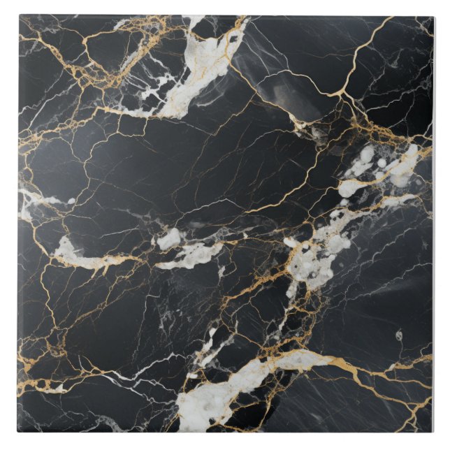Azulejo Chic Black & Dourado Vein Marble (Frente)