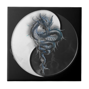 Azulejo chinês do dragão de Yin Yang