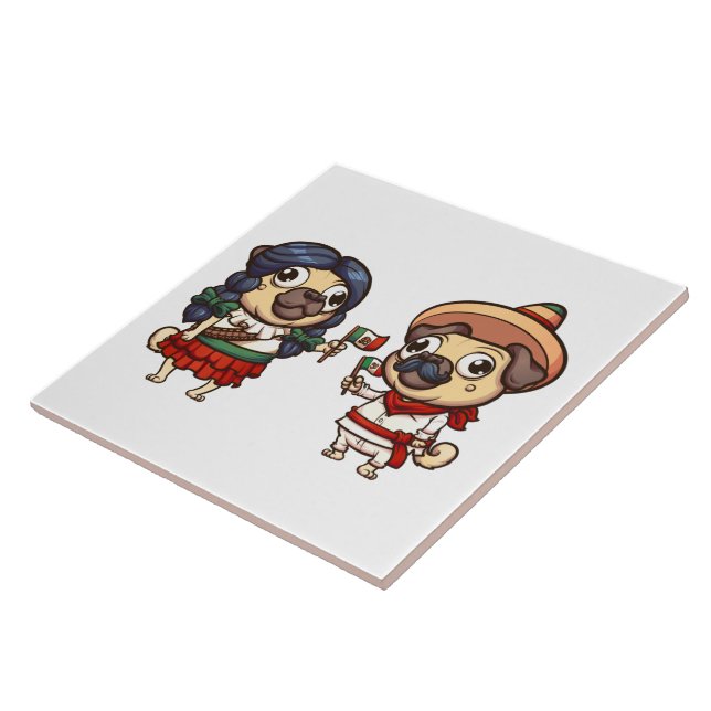 Azulejo Cinco De Mayo Pugs (Lateral)