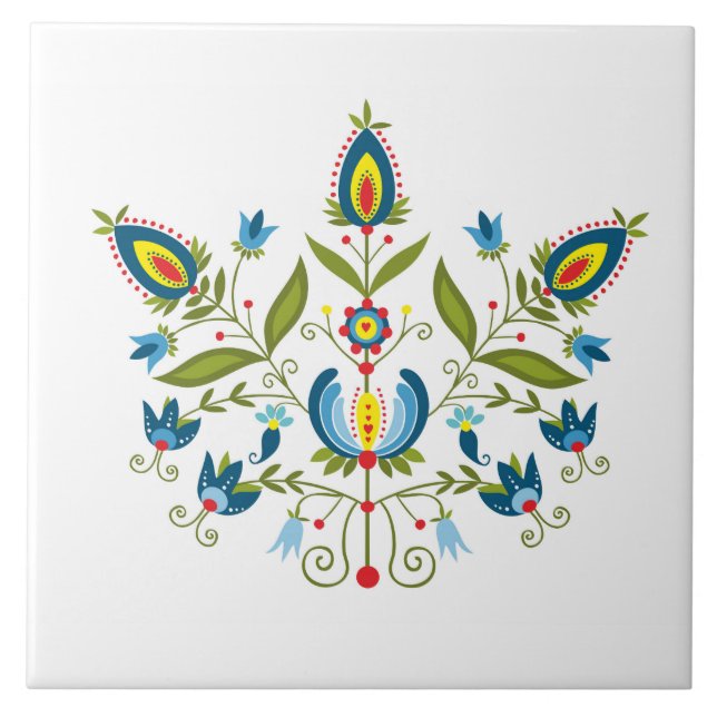 Azulejo com os povos poloneses do teste padrão (Frente)