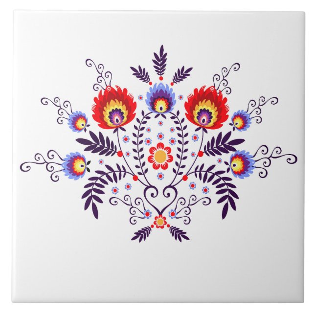 Azulejo com os povos poloneses do teste padrão (Frente)