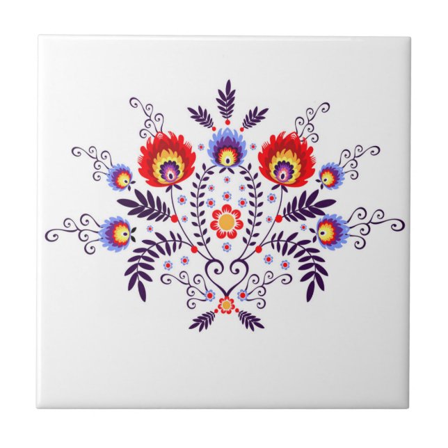 Azulejo com os povos poloneses do teste padrão (Frente)