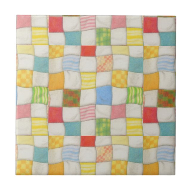 Azulejo CRAZY QUILT 4,25" Quadrado Cerâmico (Frente)