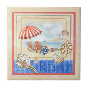 Azulejo da arte da cena da praia do beira-mar