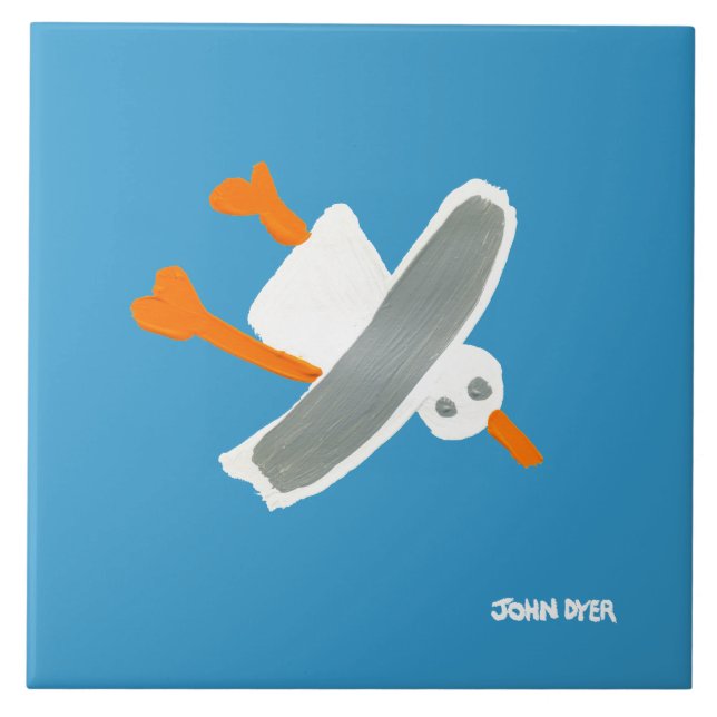 Azulejo da arte: Gaivota do vôo do tintureiro de (Frente)