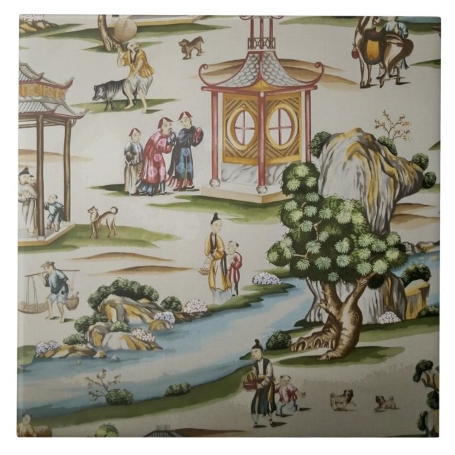 Azulejo da cena de China Toile do vintage (Frente)