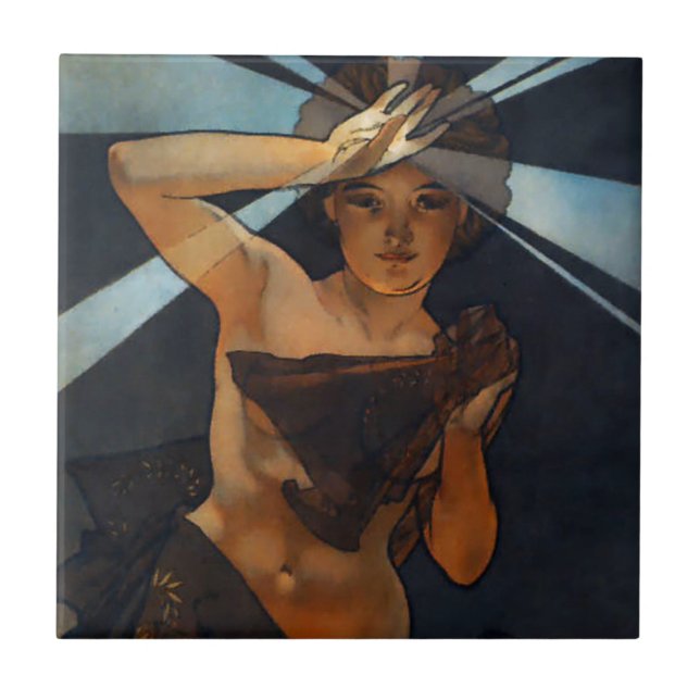 Azulejo da estrela da manhã de Alphonse Mucha (Frente)