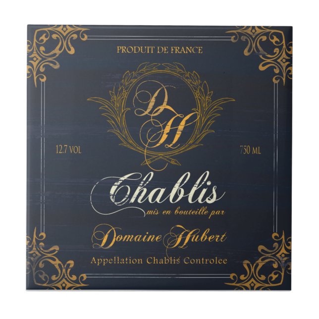 Azulejo da etiqueta do vinho francês: Chablis (Frente)