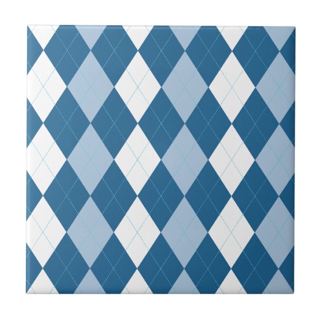 Azulejo de Argyle Azul e Branco (Frente)