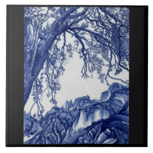Azulejo de Arte em Cerâmica Azul Cobalto dos Alpes