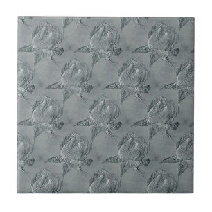 Azulejo de Arte Floral Silver Rosebuds
