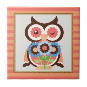 Azulejo de aves de cartoon Owl