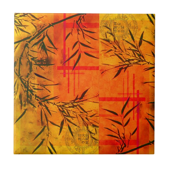 Azulejo de bambu asiático da parede (Frente)