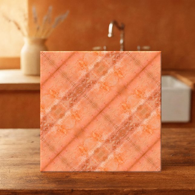 Azulejo de Banheiro da Cozinha Design de Marble (Kitchen or bathroom tile showing a geometric pattern inspired by Italian marble in warm earth tones)