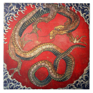 Azulejo De Cerâmica 北 斎 龍, 北 斎 Hokusai Dragon, Hokusai, Arte