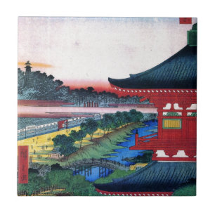 Azulejo De Cerâmica 増上寺, templo vermelho do 広重, Hiroshige, U