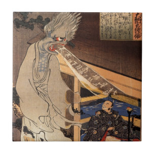 Azulejo De Cerâmica 妖怪, zombi japonês do 国芳, Kuniyoshi, Ukiyo
