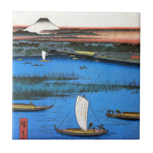Azulejo De Cerâmica 帆掛け舟と富士, navio de navigação do 広