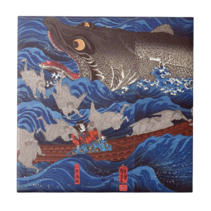 Azulejo De Cerâmica 怪物鮫, tubarão do monstro do 国芳, Kuniyosh