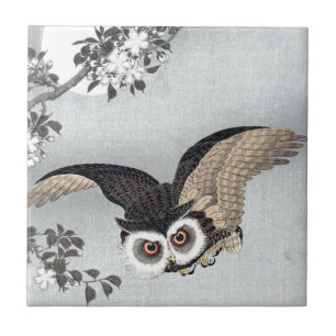 Azulejo De Cerâmica 月 と フ ロ ウ, 古 ク Flying Owl & Moon, Ko