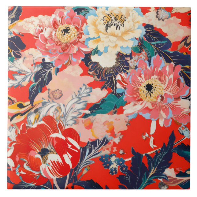 Azulejo De Cerâmica 百花繚乱 Reimagined2 (Frente)