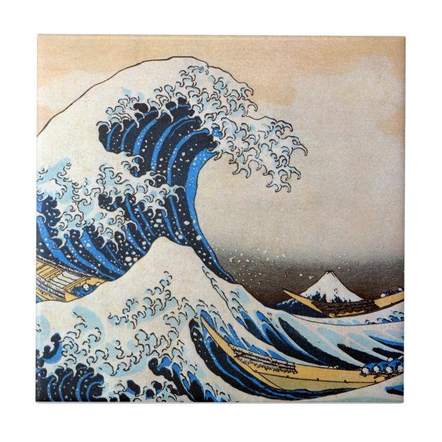 Azulejo De Cerâmica 神奈川沖浪裏, grande onda do 北斎, Hokusai, Ukiyo-e (Frente)