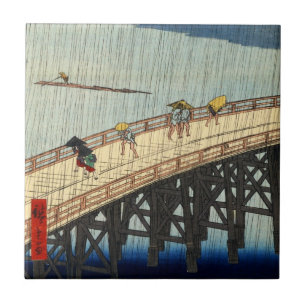 Azulejo De Cerâmica 突然の雨, chuva repentina do 広重, Hiroshige