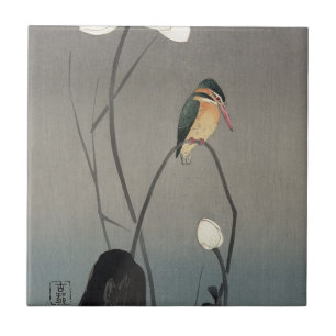 Azulejo De Cerâmica 蓮にカワセミ, martinho pescatore em Lotus, K