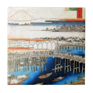 Azulejo De Cerâmica 雪の日本橋, 広重 Nihonbashi nevado, Hiroshi