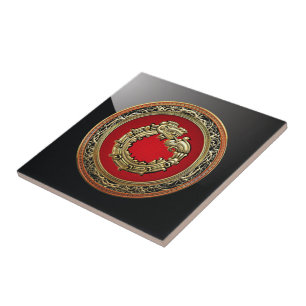 Azulejo De Cerâmica [100] Deus Serpente Quetzalcoatl [Dourado]