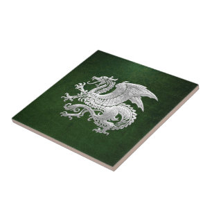Azulejo De Cerâmica [100] Dragão islandês, Landvættir [prata]