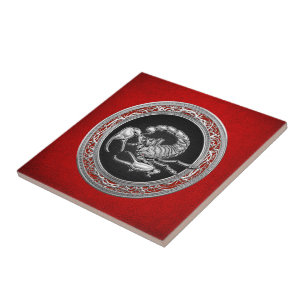 Azulejo De Cerâmica [100] Escorpião de Prata Sagrado a Preto