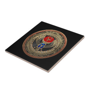 Azulejo De Cerâmica [100] Sárabe egípcio Dourado, sagrado, com Ankh
