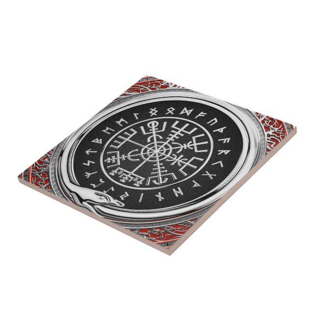 Azulejo De Cerâmica [100] Vegvisir - Bússola mágica virada para prata (Lateral)