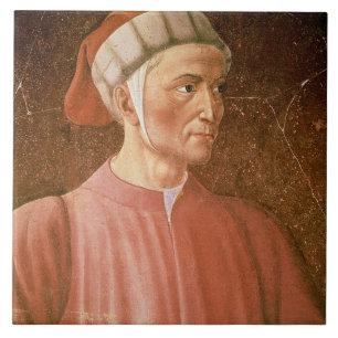 Azulejo De Cerâmica 1265-1321) detalhes de seu busto, franco de Dante