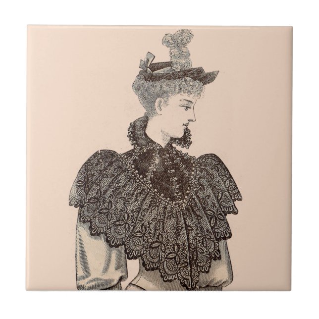 Azulejo De Cerâmica 1897 Mulher vitoriana (Frente)