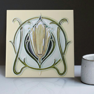 Azulejo De Cerâmica 1905 Art Nouveau Gibbons UK Floral