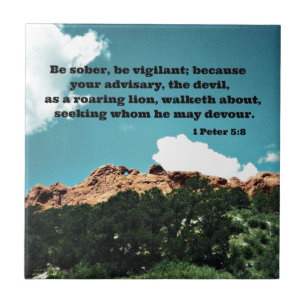 Azulejo De Cerâmica 1 5:8 de Peter seja sóbrio, seja vigilante; porque